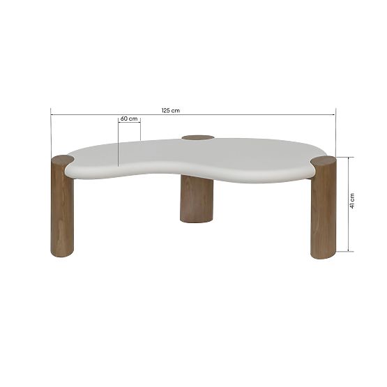 Coffee Table Floe 125 cm, White/Walnut