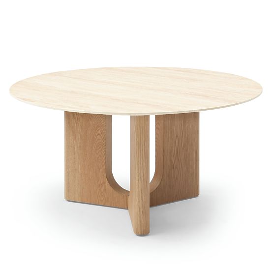Coffee Table Klimt 90 cm, Round, Travertine/Oak
