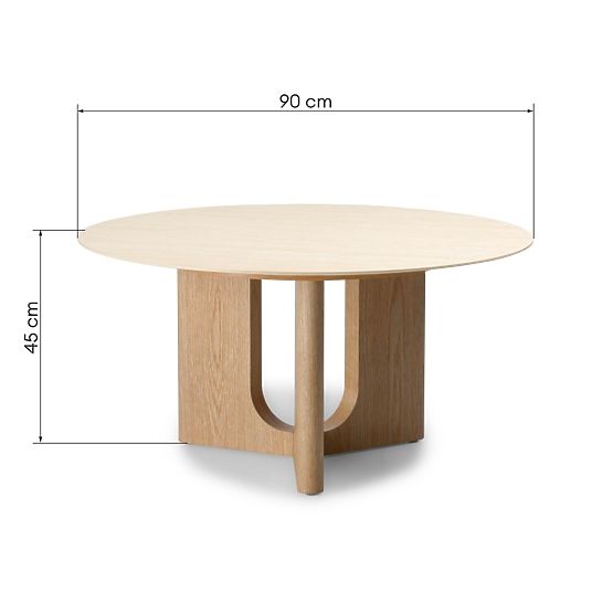 Coffee Table Klimt 90 cm, Round, Travertine/Oak