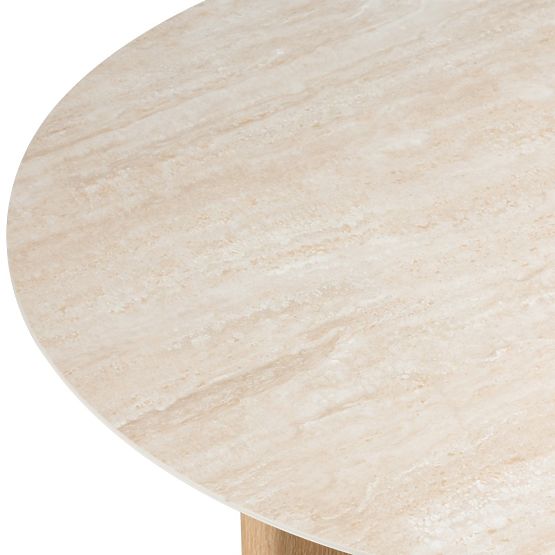 Coffee Table Klimt 90 cm, Round, Travertine/Oak