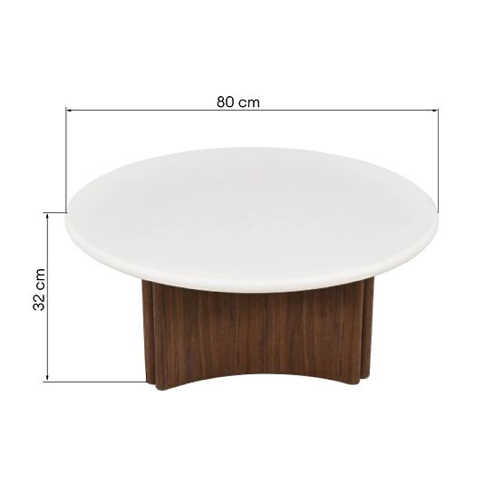 Coffee Table Marlo 80 cm, Cream White/Walnut, Microcement