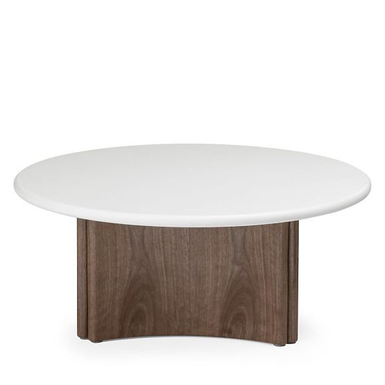 Coffee Table Marlo 80 cm, Cream White/Walnut, Microcement