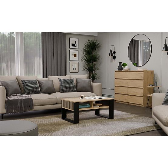 Coffee Table Modern 2P SLIM OAK ARTISAN BLACK