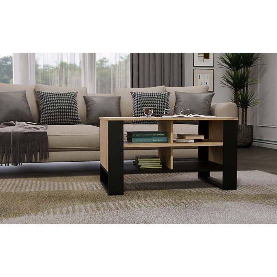 Coffee Table Modern 4P SLIM OAK ARTISAN BLACK