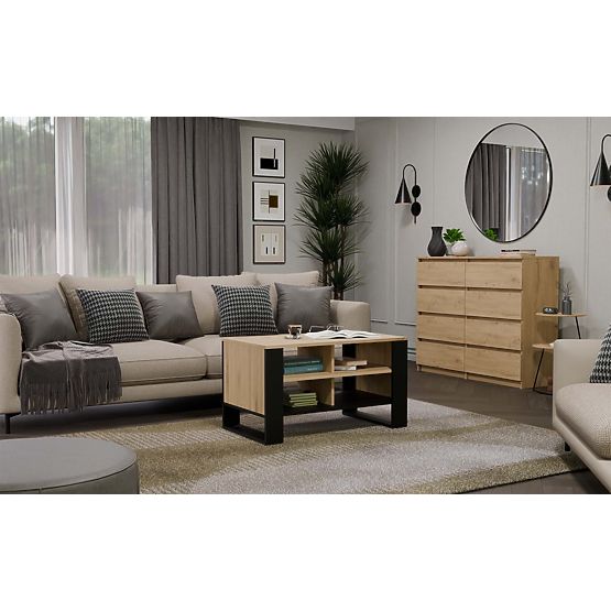 Coffee Table Modern 4P SLIM OAK ARTISAN BLACK