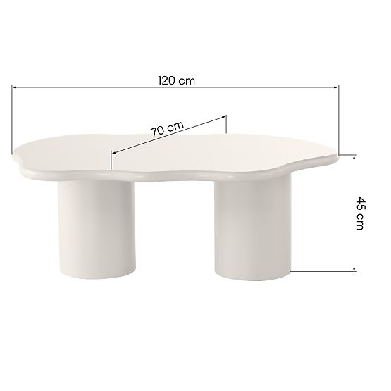 Coffee Table Muse Gray-Beige, Matte, Rounded Shapes