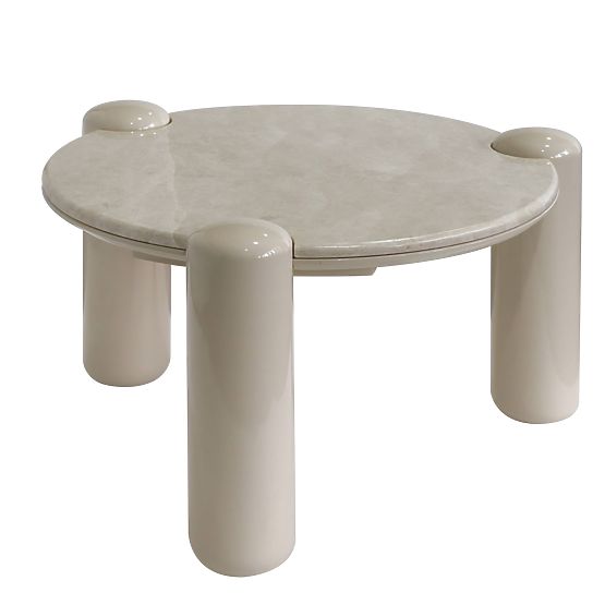 Coffee Table Noemi 66 cm, Light Beige/Marble, Glossy