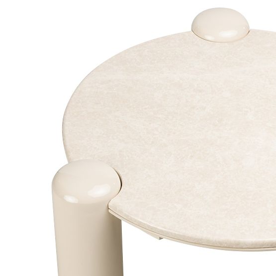 Coffee Table Noemi 66 cm, Light Beige/Marble, Glossy