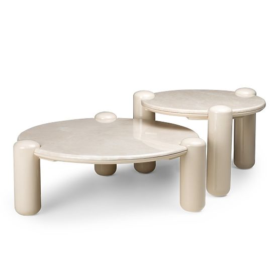 Coffee Table Noemi 66 cm, Light Beige/Marble, Glossy