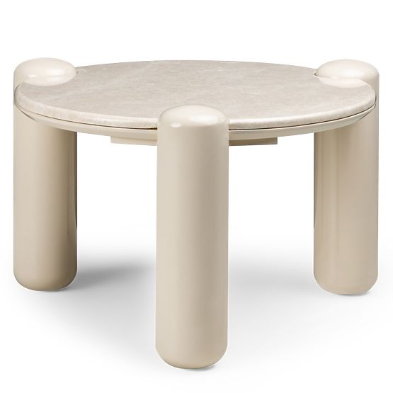 Coffee Table Noemi 66 cm, Light Beige/Marble, Glossy