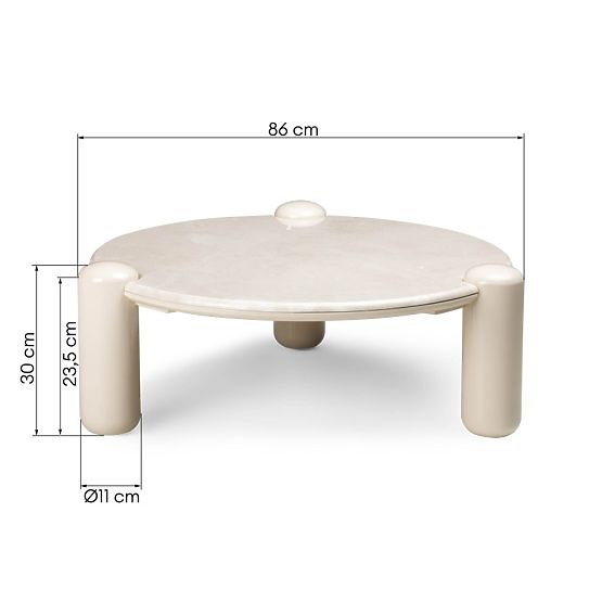 Coffee Table Noemi 86 cm, Light Beige/Marble, Glossy