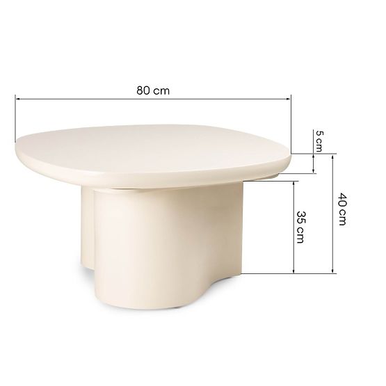 Coffee Table Puro 80 cm, Light Beige, Glossy