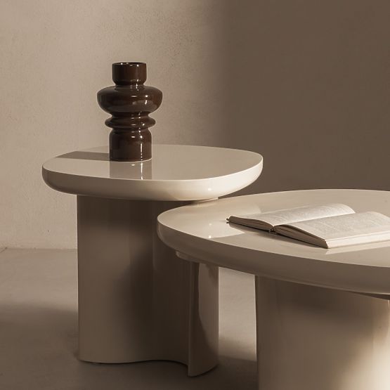 Coffee Table Puro 80 cm, Light Beige, Glossy