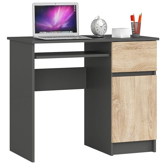 COMPUTER DESK PIKSEL PK GRAY / SONOMA OAK - RIGHT