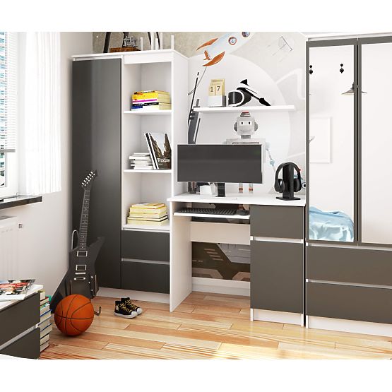 COMPUTER DESK PIKSEL PK WHITE / GRAY - RIGHT