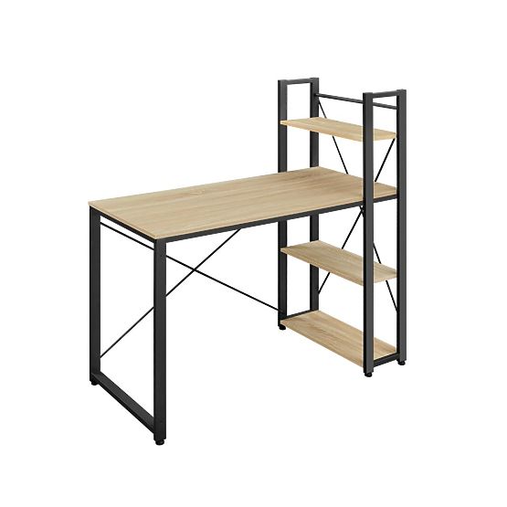 Computer Desk with Shelf and Adjustable Legs in Sonoma Oak