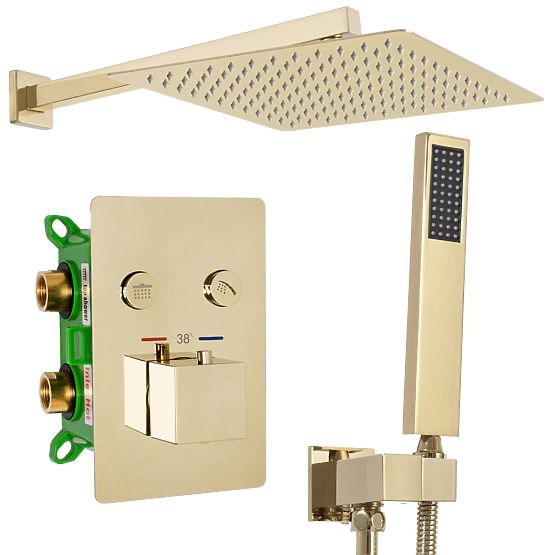 Concealed Shower Set with Thermostat FENIX DAVIS Gold + BOX