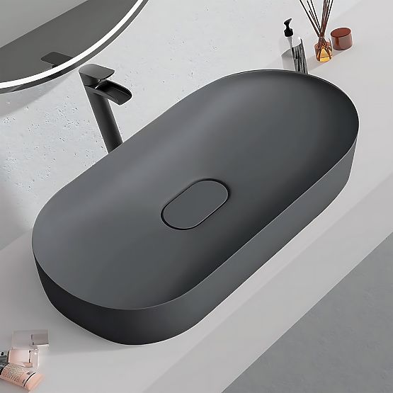 Conglomerate Washbasin IRIS 71 CM Gray Matte