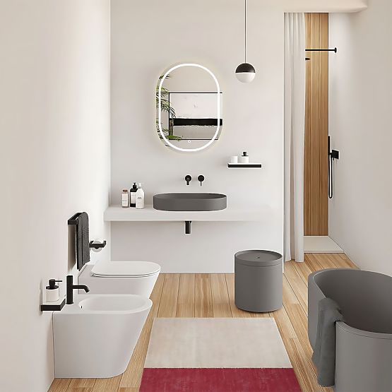 Conglomerate Washbasin IRIS 71 CM Gray Matte