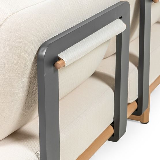 Conny Aluminum Garden Furniture Set, Light Beige, Wood Effect