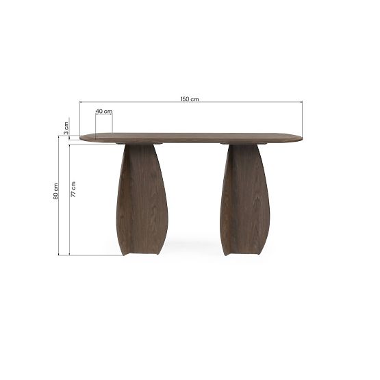 Console/Writing Desk Noku 150 cm, Dark Walnut