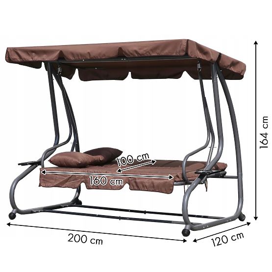 Convertible Garden Swing 2-in-1 with Cushions Brown