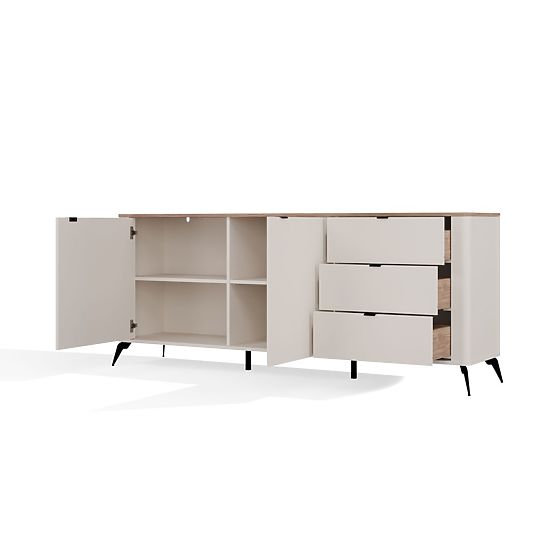 CORDOBA 2D3S Sideboard Cashmere Beige Castello Oak Cabinet 3 Drawers Soft Closing