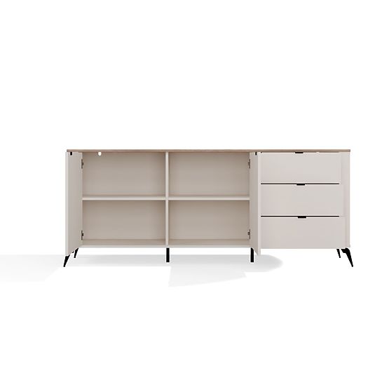 CORDOBA 2D3S Sideboard Cashmere Beige Castello Oak Cabinet 3 Drawers Soft Closing