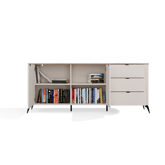 CORDOBA 2D3S Sideboard Cashmere Beige Castello Oak Cabinet 3 Drawers Soft Closing