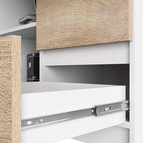 CORNER DESK B16 124 cm RIGHT 3 DRAWERS PK WHITE / SONOMA