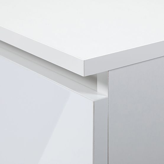 CORNER DESK B16 124 cm RIGHT 3 DRAWERS PK WHITE / WHITE GLOSS
