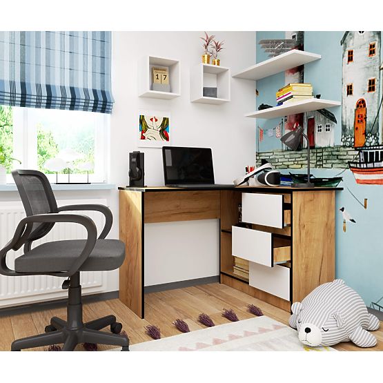 CORNER DESK B16 CLP RIGHT CRAFT OAK / WHITE