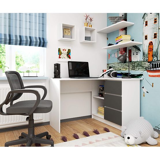 CORNER DESK B16 CLP RIGHT PK WHITE / GRAY
