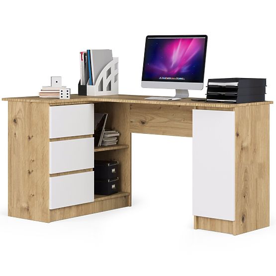 CORNER DESK B20 CLP LEFT-SIDED PK OAK ARTISAN / WHITE
