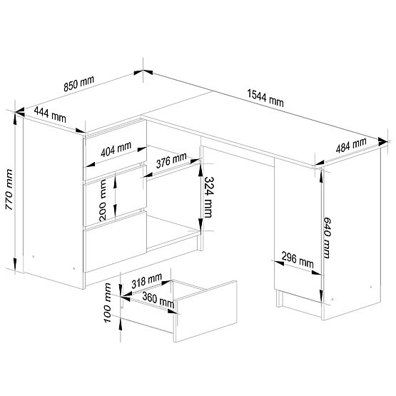CORNER DESK B20 CLP LEFT-SIDED PK SONOMA