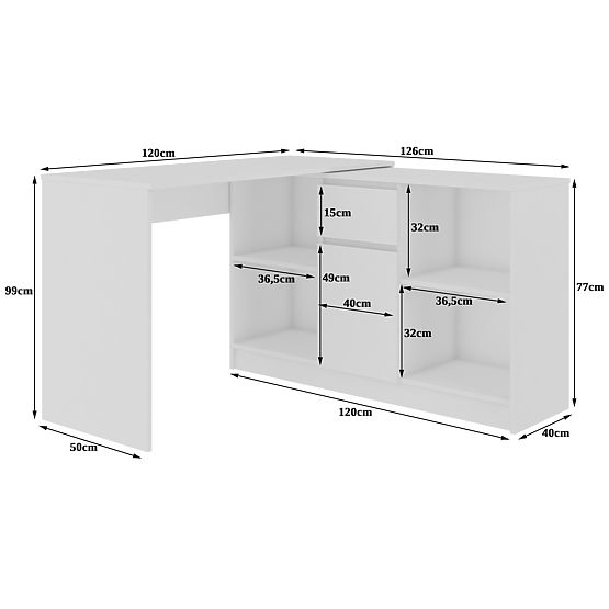 CORNER DESK SET B-17 WITH CABINET AND WHITE DESK