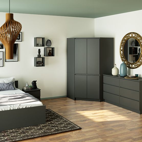 CORNER WARDROBE S100 4D CLP GRAPHITE GRAY