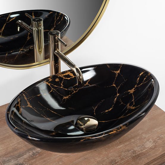 Countertop Sink REA Pamela Black Marble Shiny