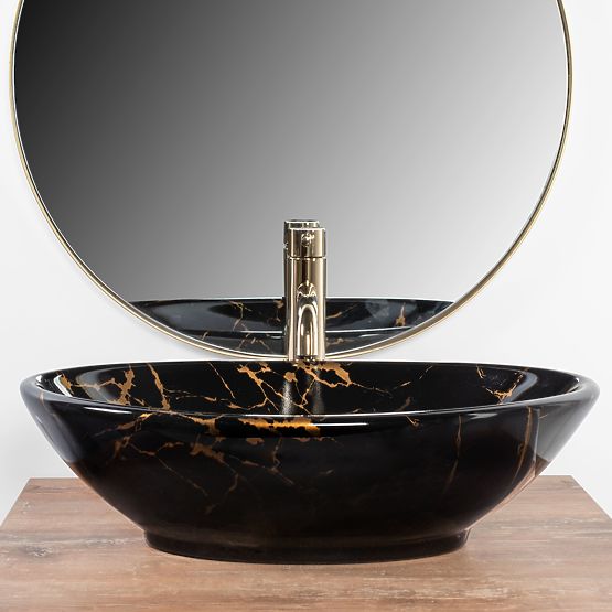 Countertop Sink REA Pamela Black Marble Shiny