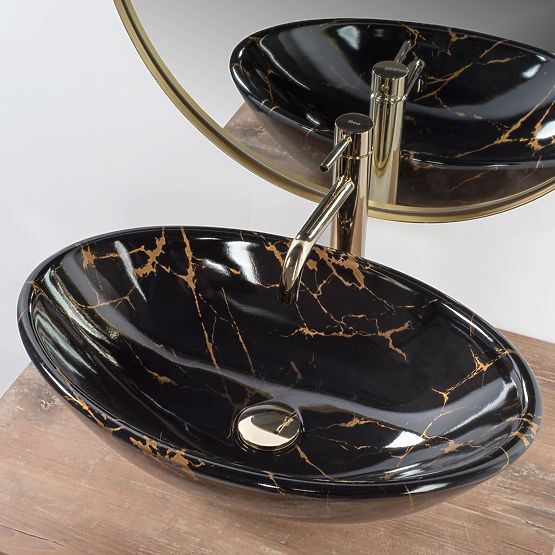 Countertop Sink REA Pamela Black Marble Shiny