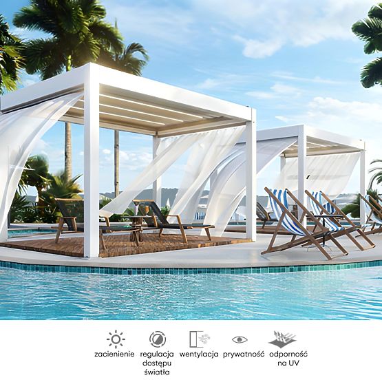 Curtain 372.5 cm for the side of a 4 m pergola, white