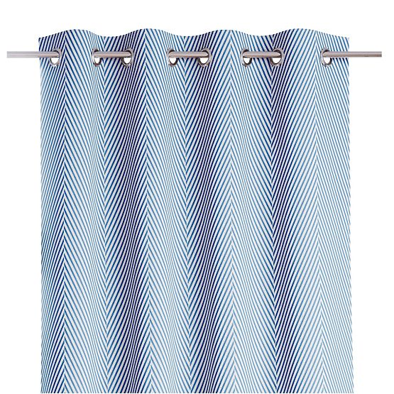 Curtain CLEAR dark blue color with printed boho style classic silver metal eyelets