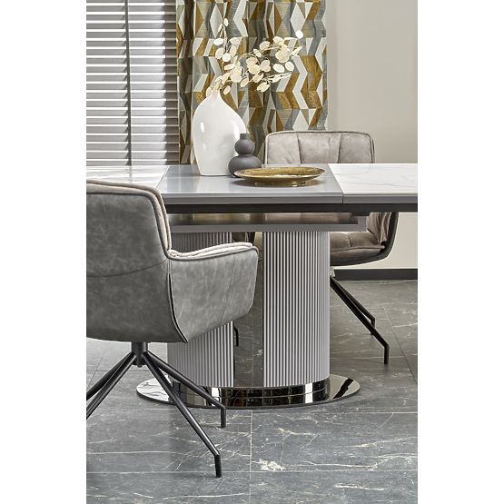 DANCAN Extendable Table, White Marble / Gray / Light Gray / Black (3p=1pc)