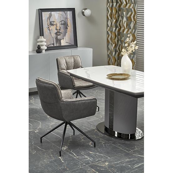 DANCAN Extendable Table, White Marble / Gray / Light Gray / Black (3p=1pc)