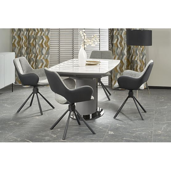 DANCAN Extendable Table, White Marble / Gray / Light Gray / Black (3p=1pc)