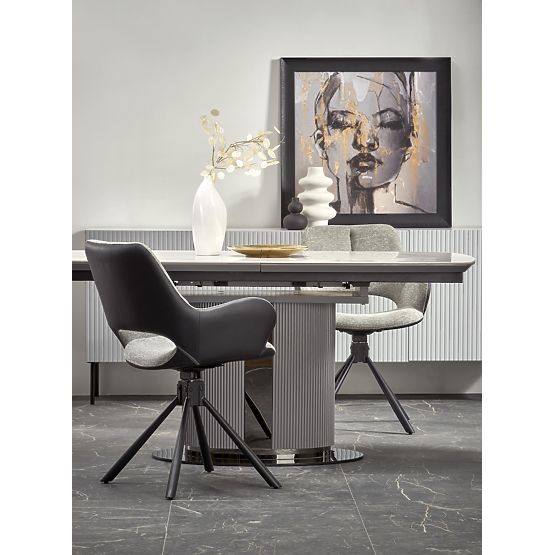 DANCAN Extendable Table, White Marble / Gray / Light Gray / Black (3p=1pc)