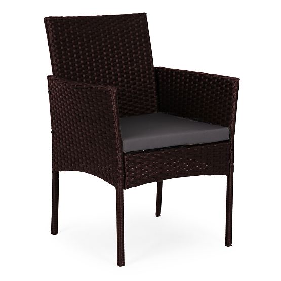 Dark Brown MultiGarden Rattan Garden Furniture Set with Bench, Table, and Chairs