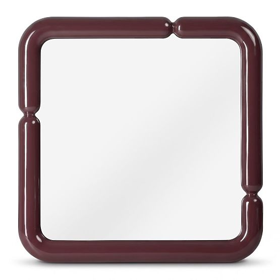 Decorative Hanging Mirror Ava, 90x90 cm, Burgundy Brown, Glossy
