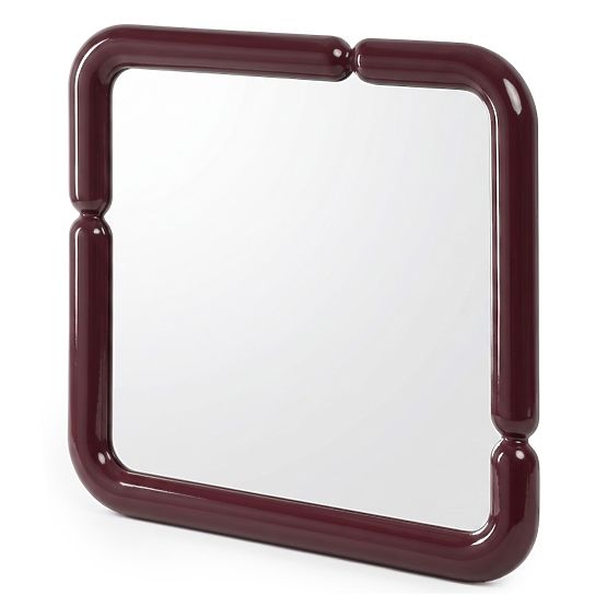 Decorative Hanging Mirror Ava, 90x90 cm, Burgundy Brown, Glossy