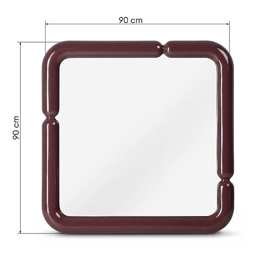 Decorative Hanging Mirror Ava, 90x90 cm, Burgundy Brown, Glossy